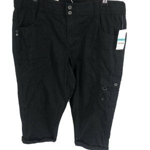 Style&Co. Womens Cargo Capri Pants Mid Rise Black